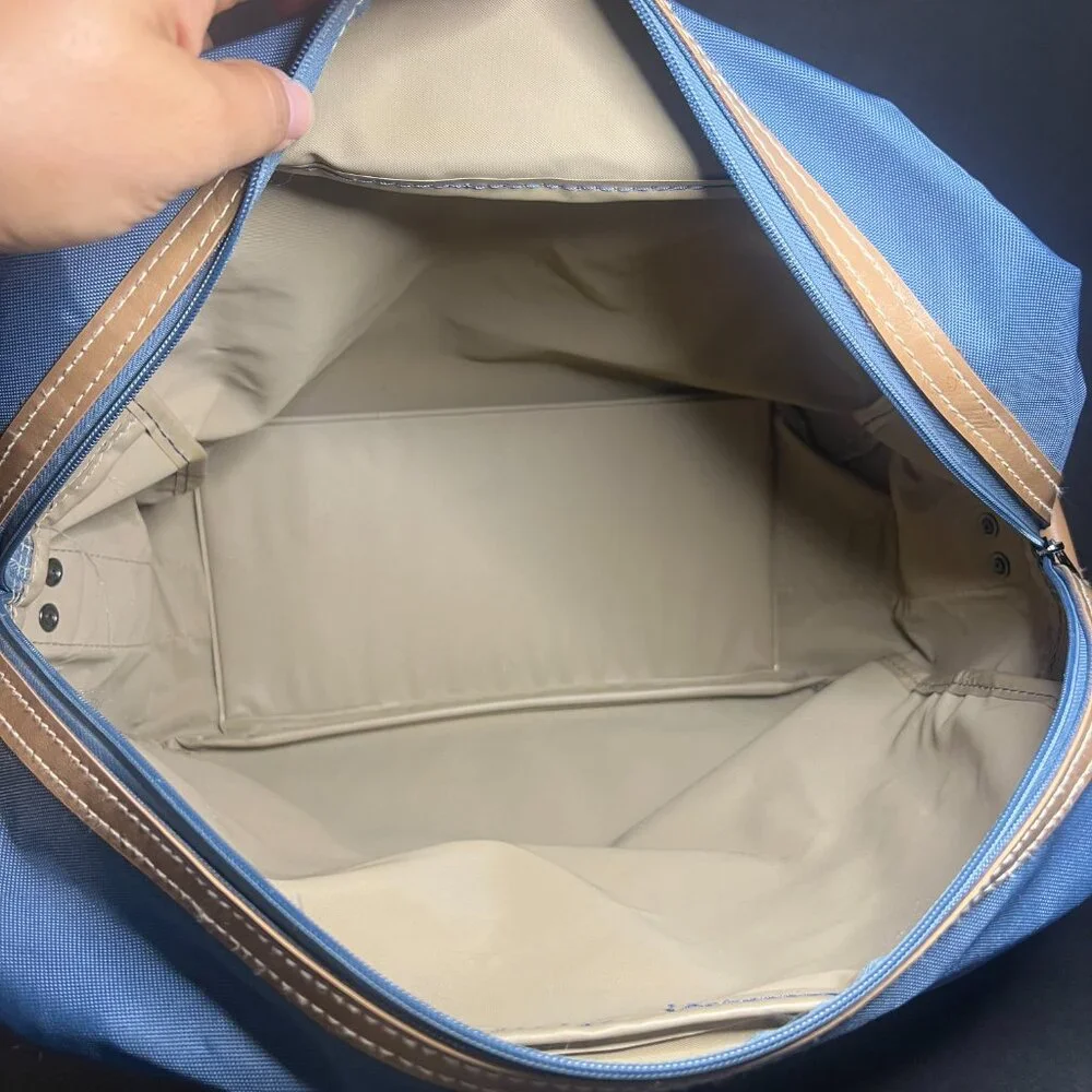Vintage Samsonite Caribbean Soul Blue & Tan Nylon Travel Shoulder Bag 13 x 15